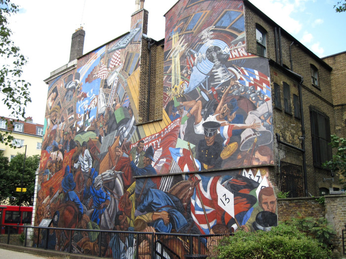 The Cable Street Mural commemorating the Battle of Cable Street, London, England (photograph by jo-marshall via WikiMedia Commons, CC BY 2.0).